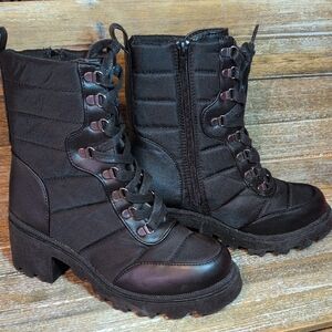 Black Women's Lace-Up Natalia Platform Combat Boots Size 7 Water Resistant‎